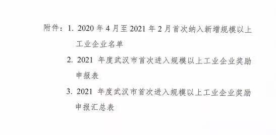 市经信局《关于做好2021年武汉市首次进入规模以上工业企业奖励资金申报的通知