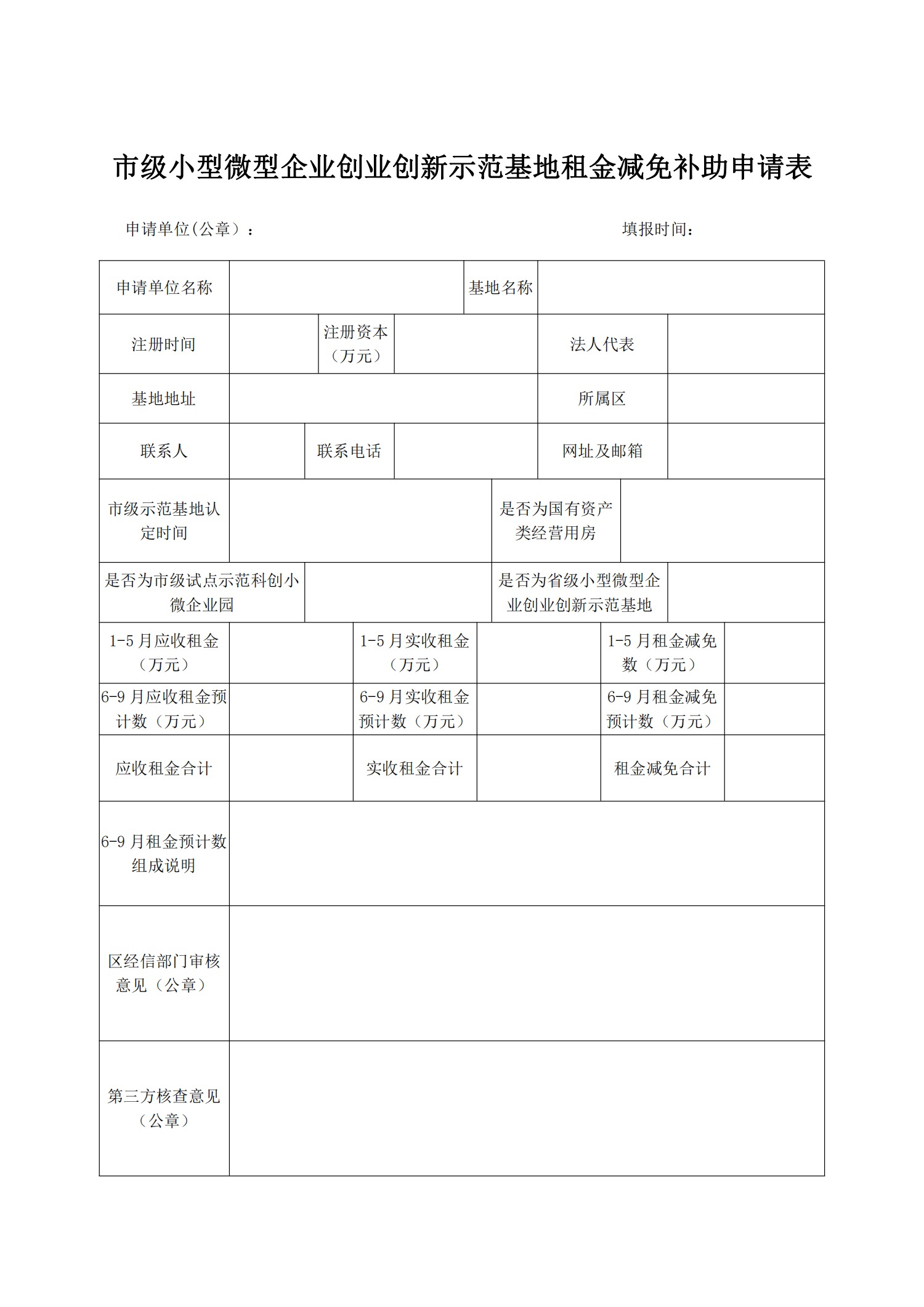 关于转发《市经信局关于市级小型微型企业创业创新示范基地租金减免补助的申报通知》的通知9.png